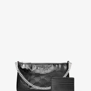 NWT - Jet Set Patent Logo Debossed Pochette and Card Case Gift Set